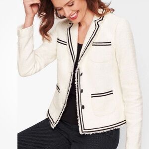 Talbots Women's Cream Blazer with Black Trim